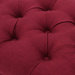 GDF Studio Reddington Tufted Fabric Ottoman Bench, Deep Red