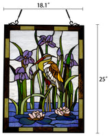 CHLOE Lighting Crane Tiffany Animal Window Panel