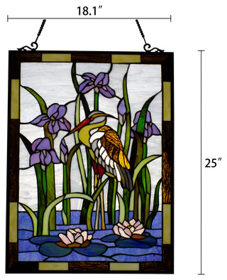CHLOE Lighting Crane Tiffany Animal Window Panel