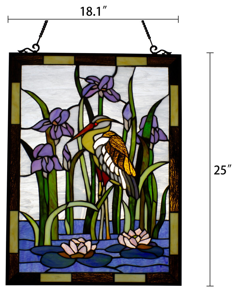 CHLOE Lighting Crane Tiffany Animal Window Panel