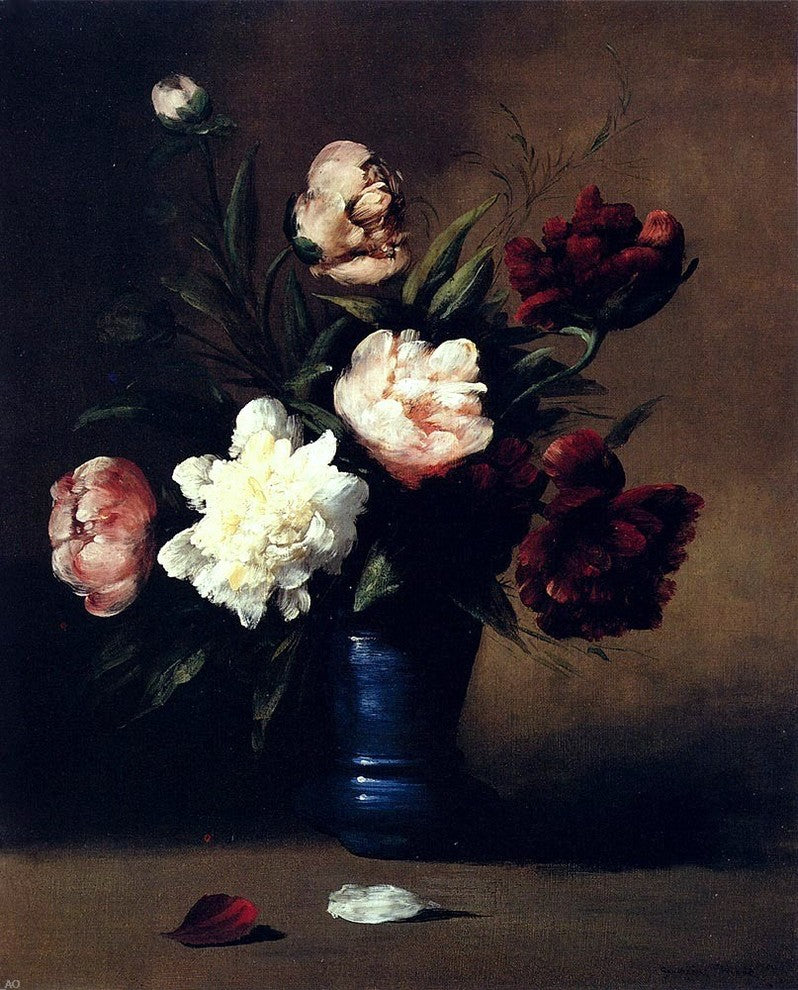 Germain Clement Ribot Peonies In A Blue Vase, 20"x25" Wall Decal