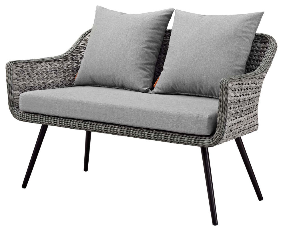 Outdoor Patio Furniture Lounge Sofa and Chair Set, Aluminum Rattan, Grey Gray