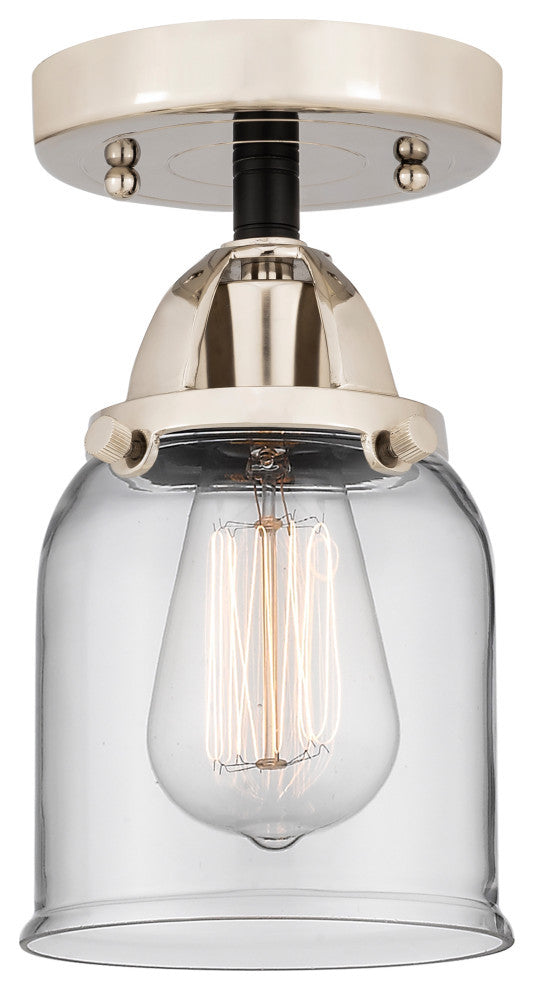 Small Bell Semi-Flush Mount, Black Polished Nickel, Clear, Clear