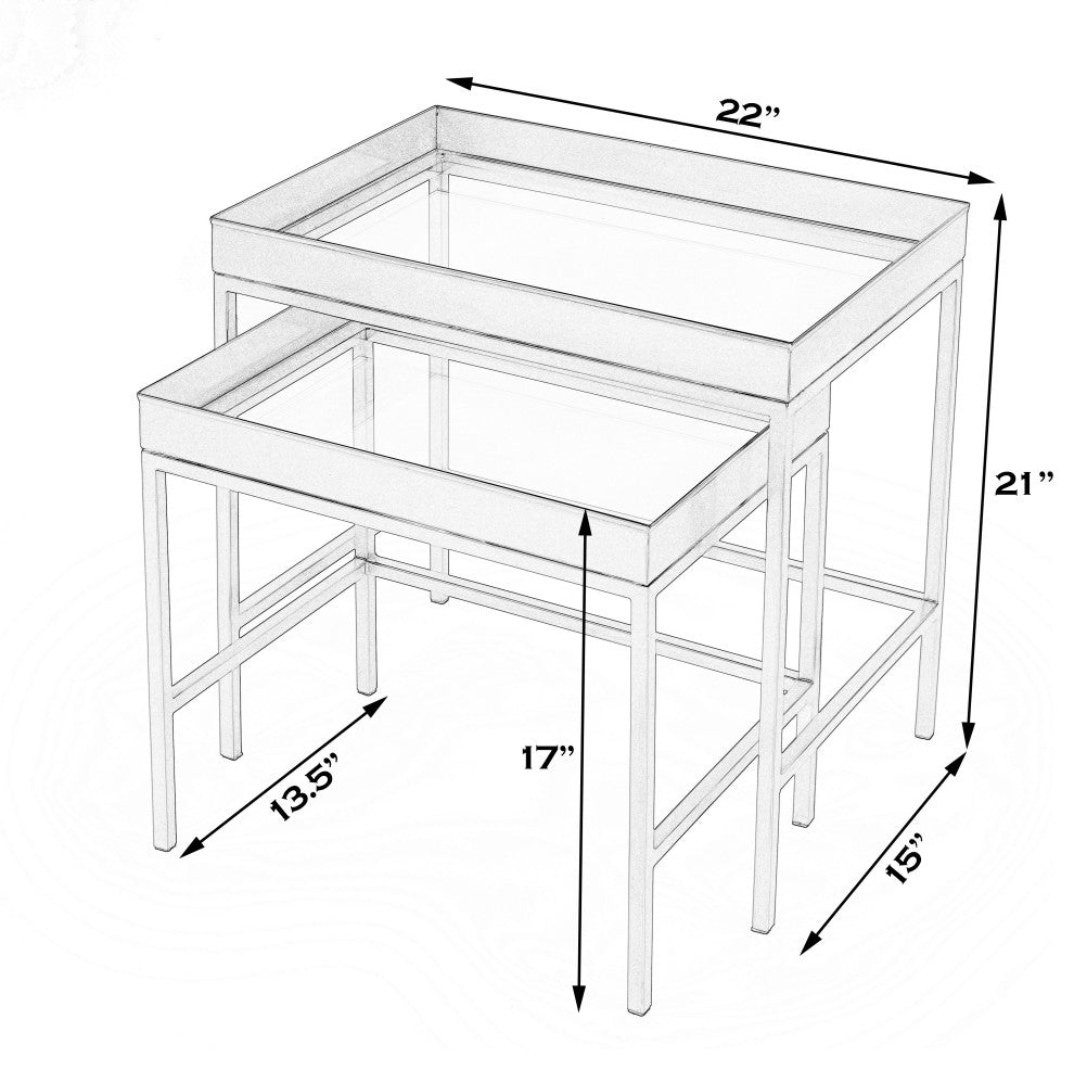 Butler Specialty Company, Lenny 2 Piece Glass Nesting Tables, Gold
