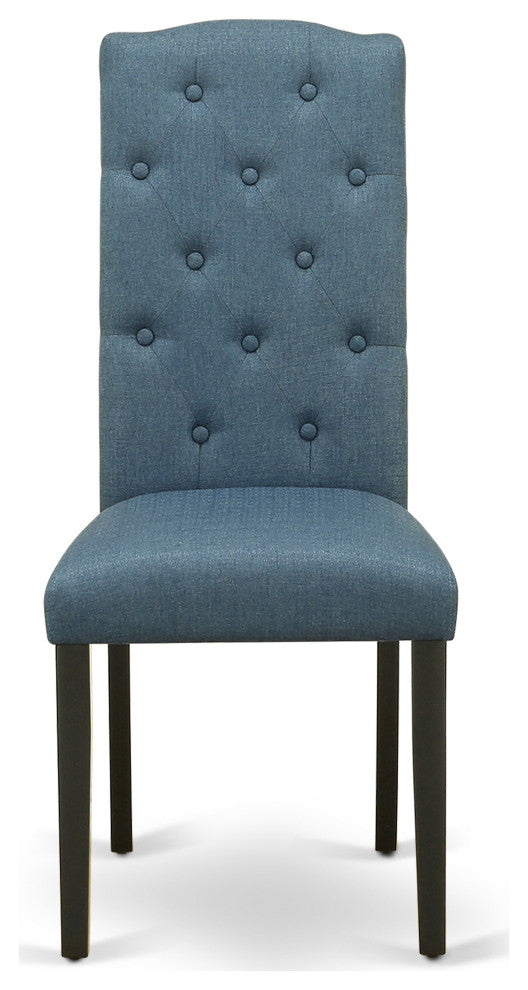 Celina Parson Chair With Black Leg And Linen Fabric - Set Of 2