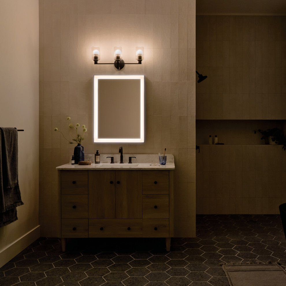 24.25" 3-Light Vanity Light With Clear Fluted Glass