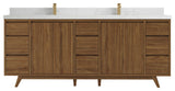 Madison Teak 84 Double Sink Bath Vanity in Dark Natural 2" Empira Quartz