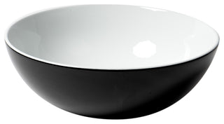 Black and White 15" Round Vessel Above Mount Ceramic Sink
