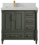 Aberdeen 36 Left Offset Bath Vanity in Pewter Green 2" Carrara Quartz