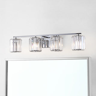 Coco Prism Vintage Metal/Glass Glam LED Vanity Light, Width: 29.75"
