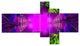 Pink Fractal Circles and Curves, Abstract Canvas Art Print, 60"x32", 5 panels