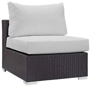 Convene Outdoor Wicker Rattan Armless Sofa, Espresso White