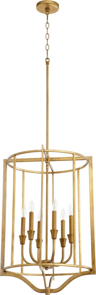 Quorum 6814-6-74 Six Light Pendant, Gold Leaf Finish