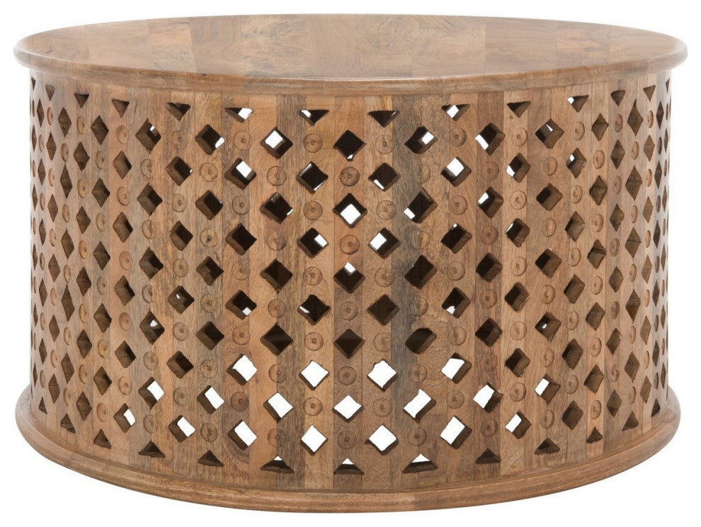 Safavieh Kyrith Round Coffee Table, Burnt Natural