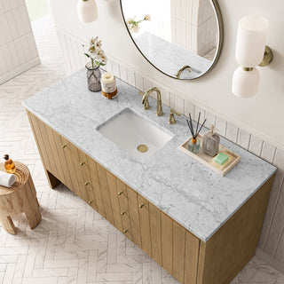 Hudson 60" Single Vanity, Light Natural Oak,  Carrara Marble Top
