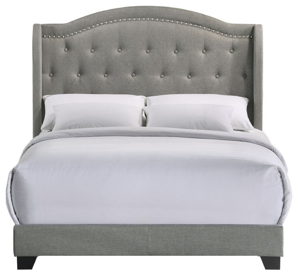 Kent Rhyan Upholstered Platform Bed, Gray, Full