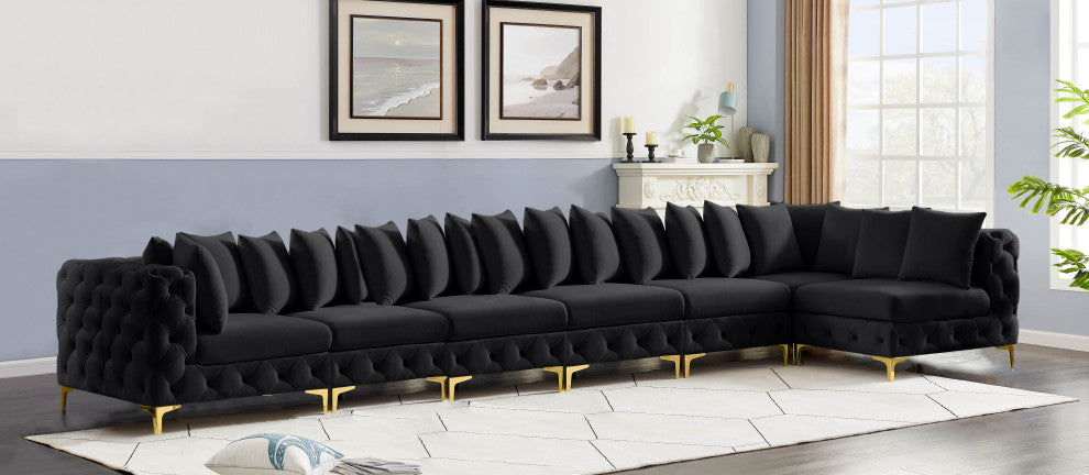 Tremblay Modular Sectional, Black, L-Shaped, 7-Piece: Armless (5), Corner (2)