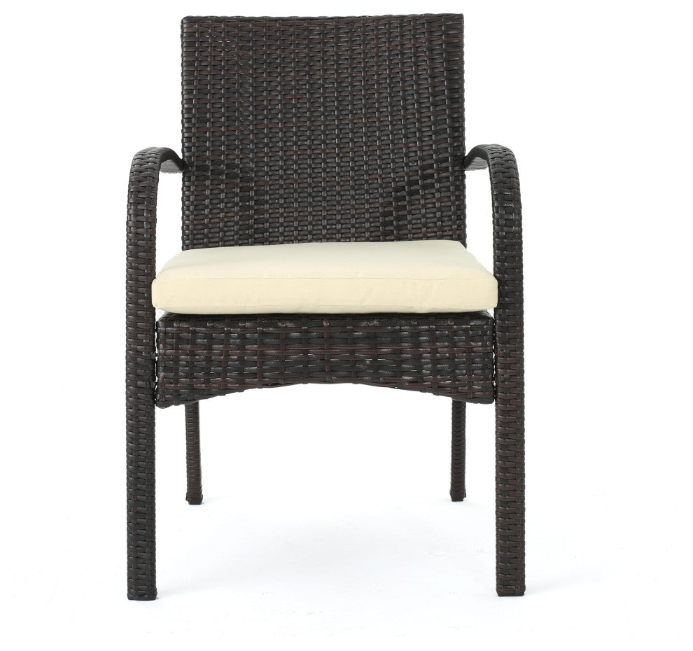 GDF Studio 7-Piece Zakynthos Wicker and Wood Dining Set
