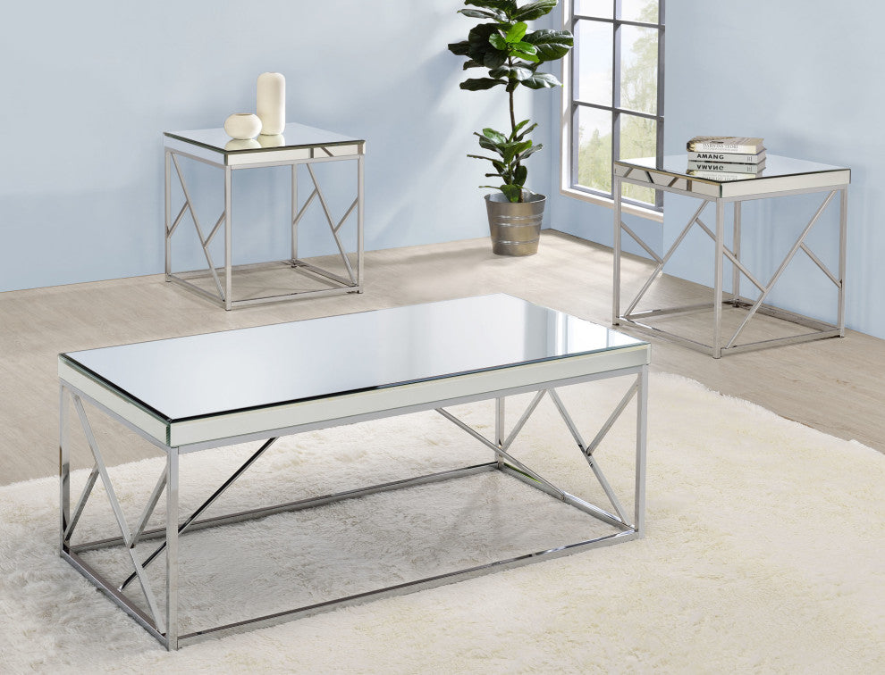 Evelyn Mirror Top End Table Chrome