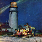 "Beach Bonfire" Painting Print on Canvas by Mead Schaeffer