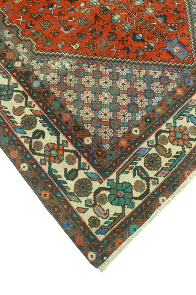 Fine Vintage Distressed Souzan Rust/Ivory Rug, 6'5x9'6