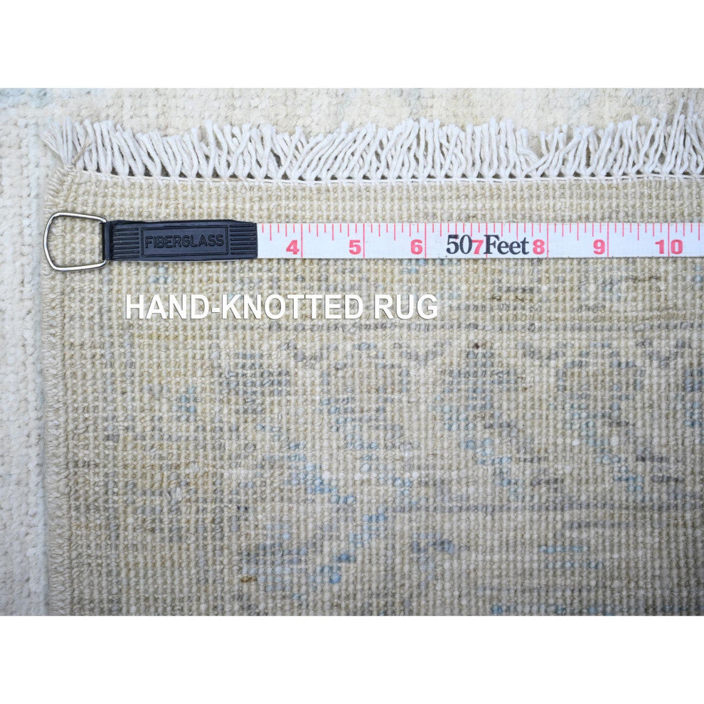 Timberwolf Gray White Wash Peshawar Khotan Hand Knotted XL Runner Rug  2'10"x15'