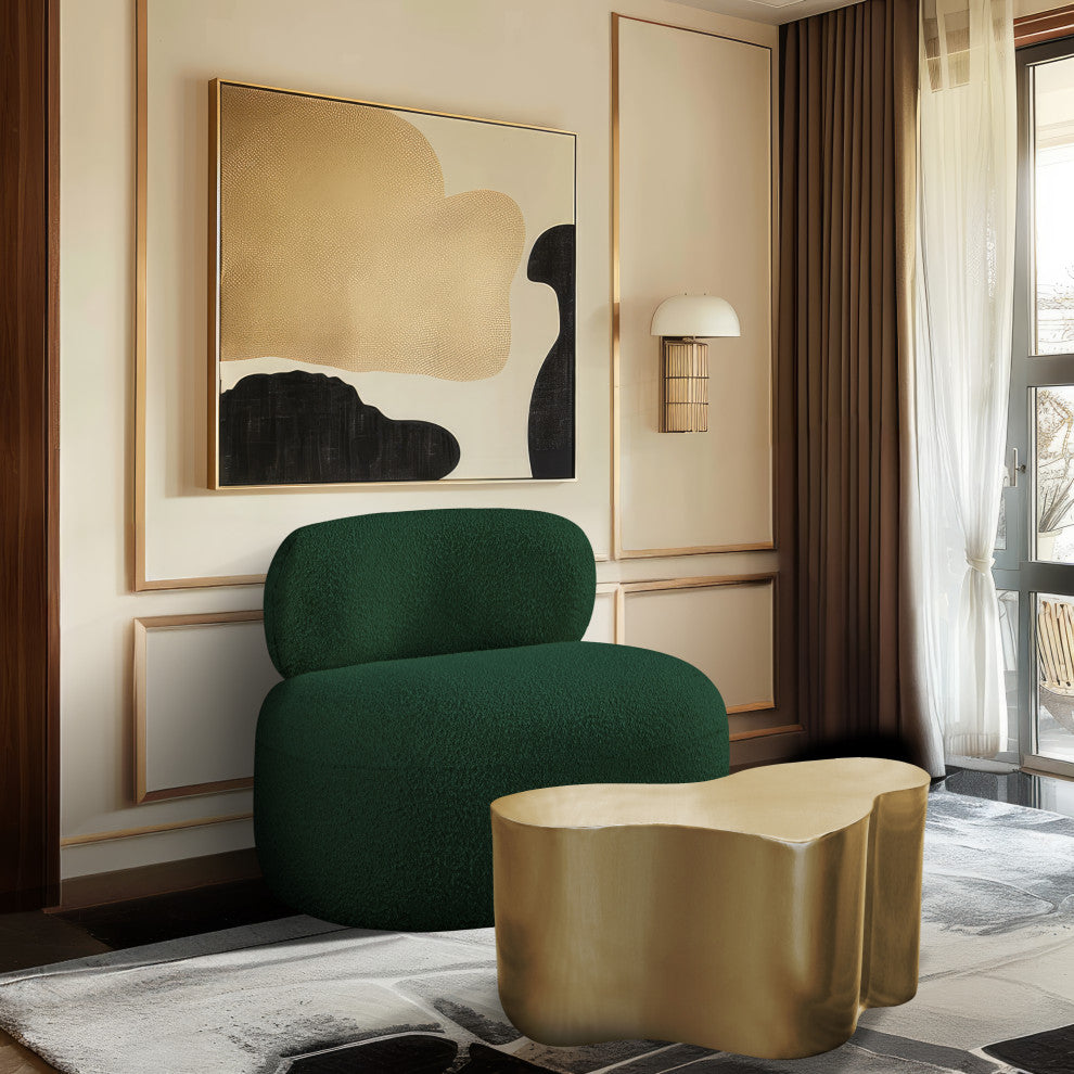 Venti Black Boucle Fabric Upholstered Set, Green, Chair