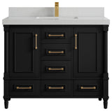 Aberdeen 42 Single Sink Bath Vanity in Black 2" Carrara Quartz