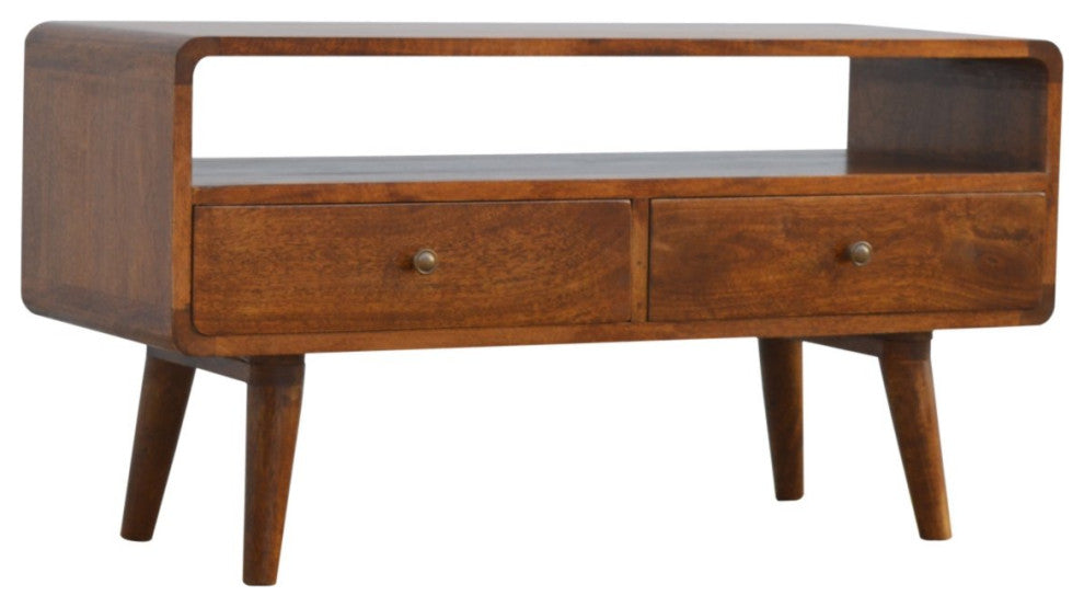 Curved Chestnut Media Unit