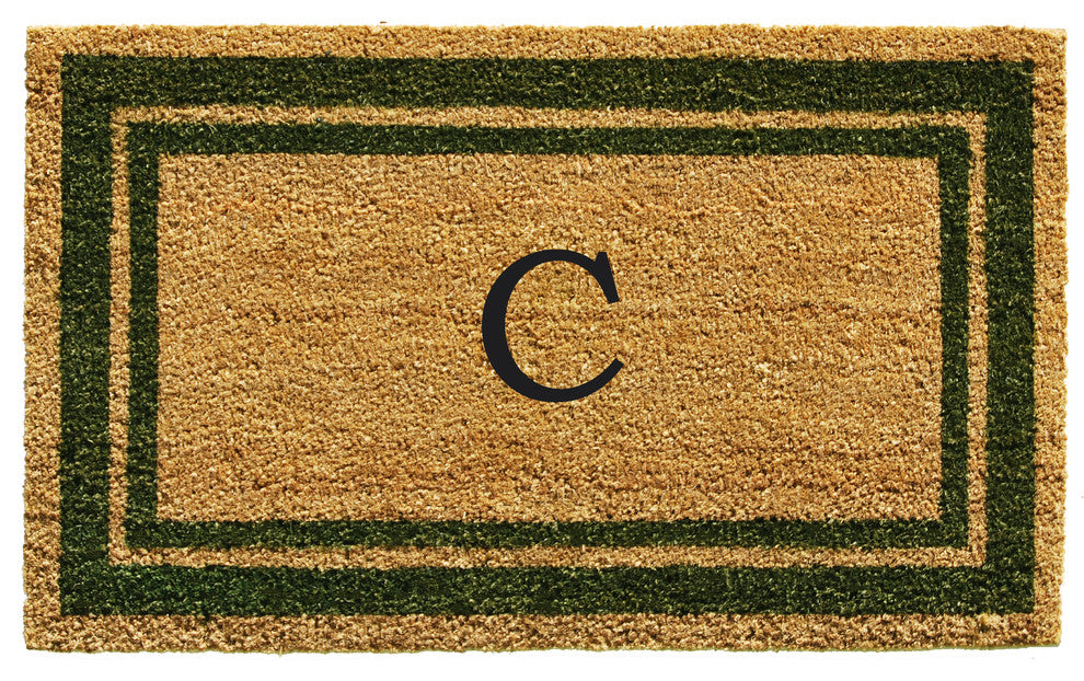 Sage Green Border 18"x30" Monogram Doormat, Letter C