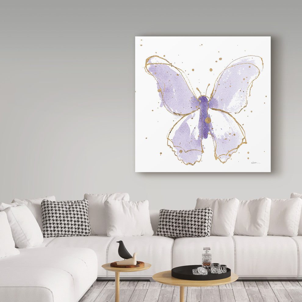 Shirley Novak 'Gilded Butterflies Ii Lavender' Canvas Art, 24"x24"