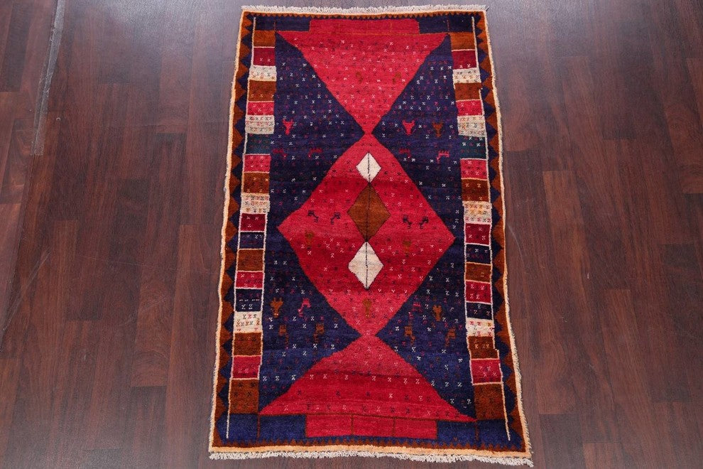 Consigned, Traditional HandKnotted Persian Qashqai Oriental Area Rug, Red, 3'x6'