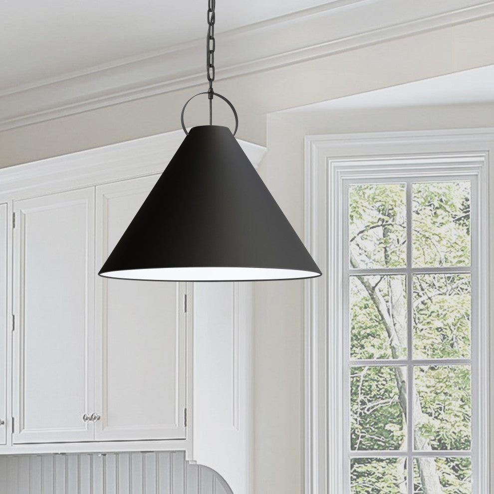 Black Contemporary Pendant With Matte Black Metal