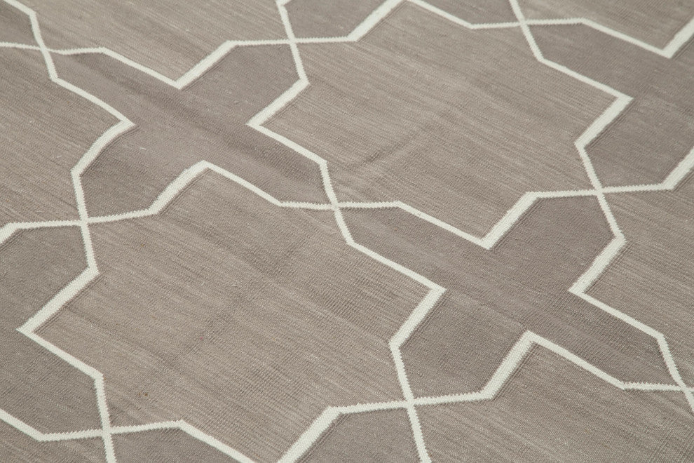 Rug N Carpet - Handmade Wool 3' 8'' x 5' 7'' Modern Design Dhurrie Kilim Rug