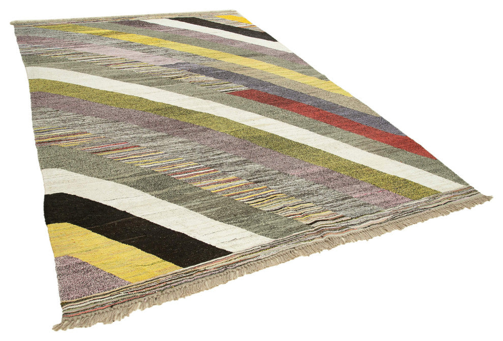 Rug N Carpet - Handwoven Turkish 6' 11'' x 10' 5'' Flatweave Wool Kilim Rug