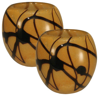 San LuisArt Glass Candle Holder, 2-Piece Set