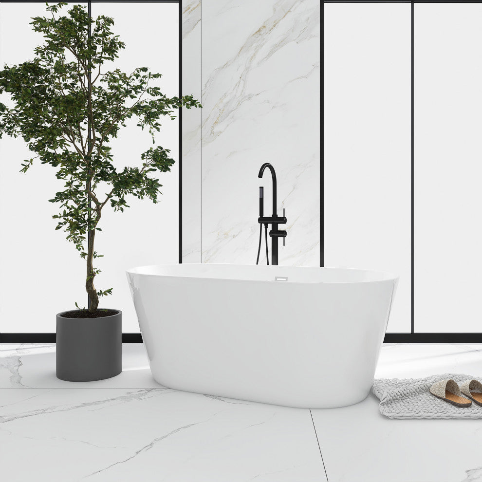 60"x31" Acrylic Alcove Freestanding Soaking Bathtub