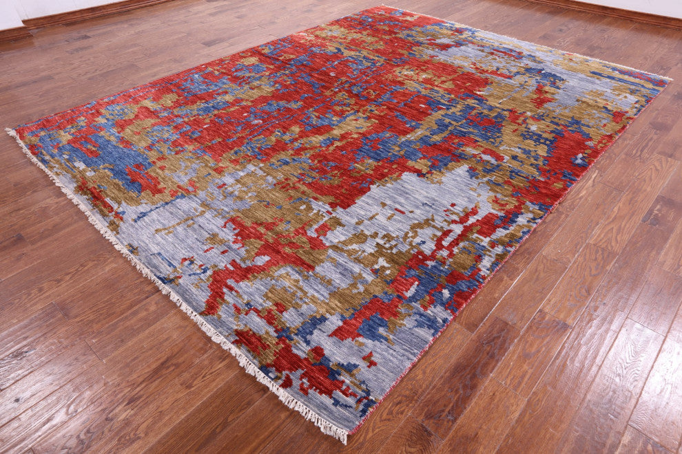 8' 10" X 11' 7" Handmade Abstract Wool Rug Q8982