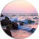 Rocky Coast With Foam Waves, Seashore Disc Metal Wall Art, 11"