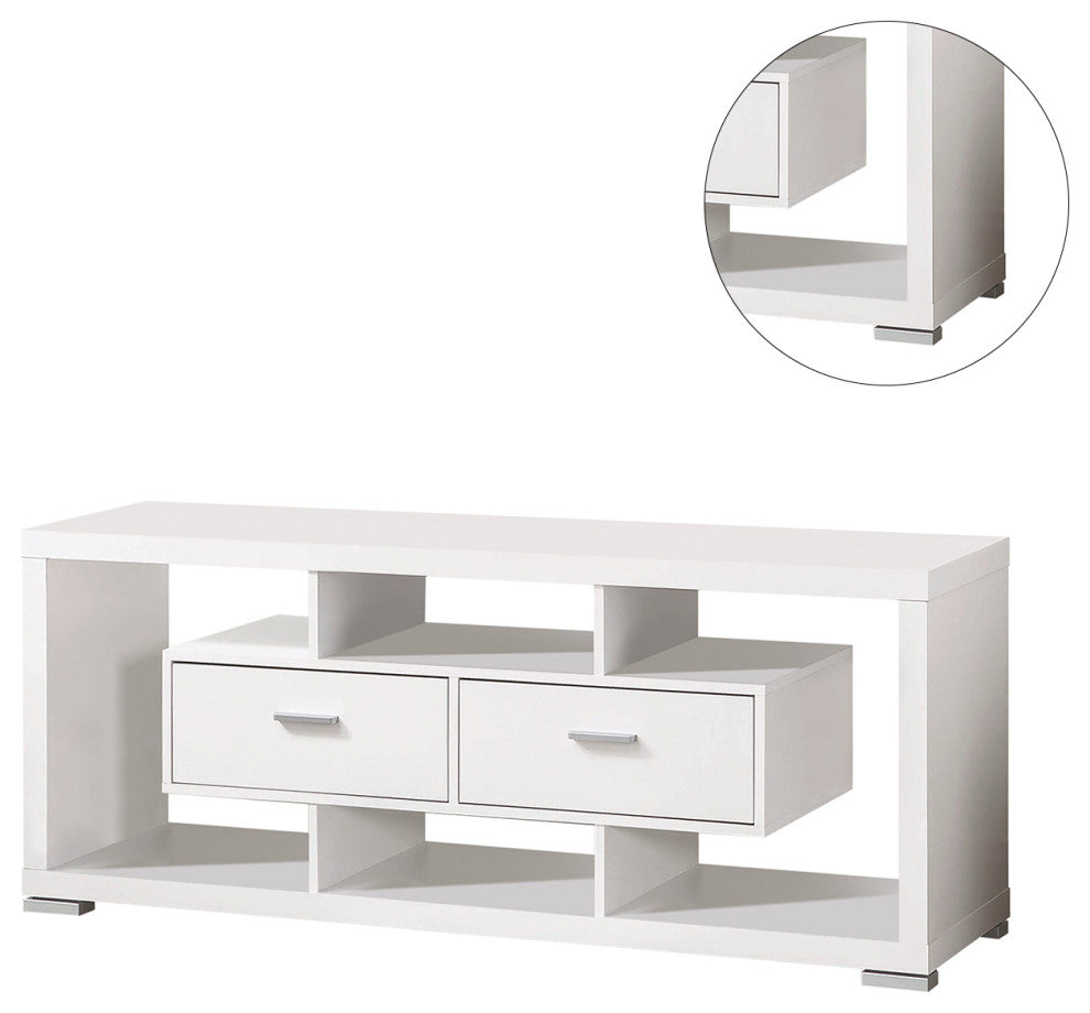 59" 2-drawer Rectangular TV Console, White