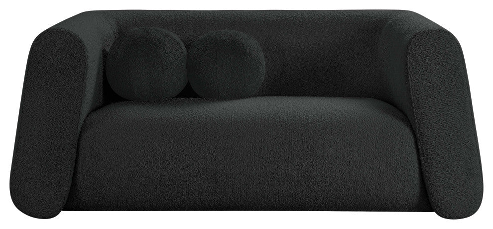 Abbington Boucle Fabric Upholstered Loveseat, Black