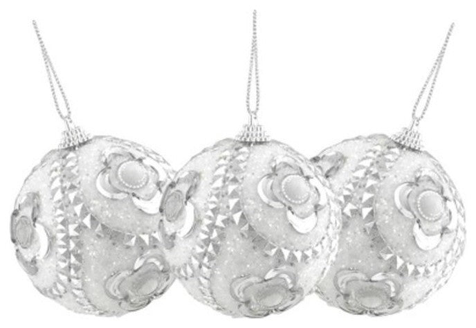 Rhinestone and Glittered Christmas Ornaments, Set of 3