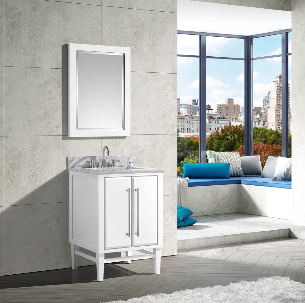 Mason 24" Vanity Only, White With Brushed Silver Hardware
