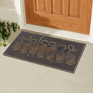 A1HC Designer "Welcome" Rubber Doormat, Cat Tail Welcome