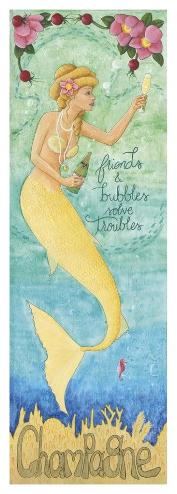 "Nouveau Mermaid Champagne" Digital Paper Print by Elyse DeNeige, 26"x74"