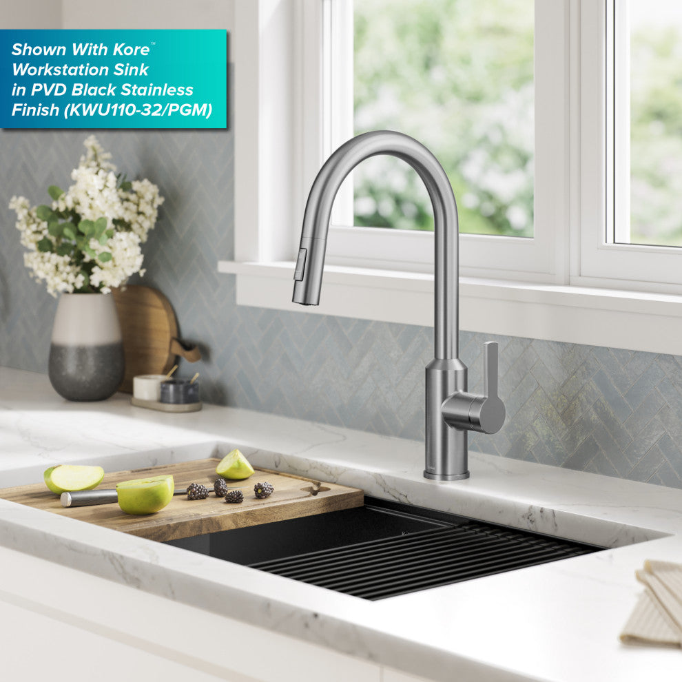 Oletto Touchless Sensor Pulldown Single Handle Kitchen Faucet, Spot Free Stainless Steel