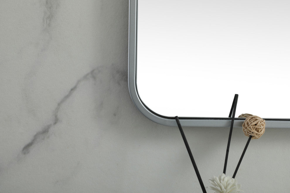 Ellis Soft Corner Metal Square Mirror 30x30 Inch, Silver