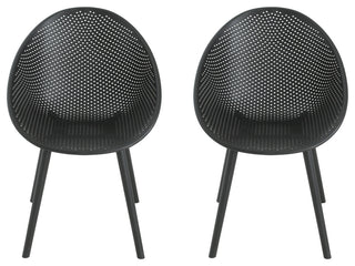 GDF Studio Outdoor Polypropelene Plastic Gable Dining Chairs, Set of 2, Black