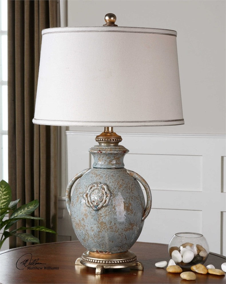 Cancello Blue Glaze Lamp By Designer Matthew Williams