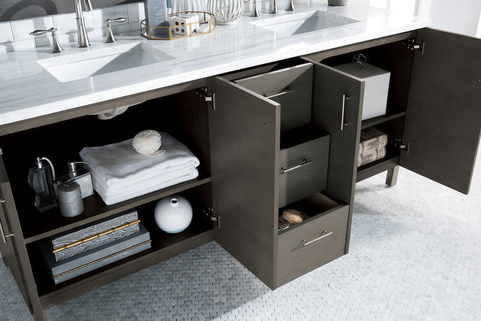 Metropolitan 72" Double Vanity, Silver Oak, No Top, Without Top